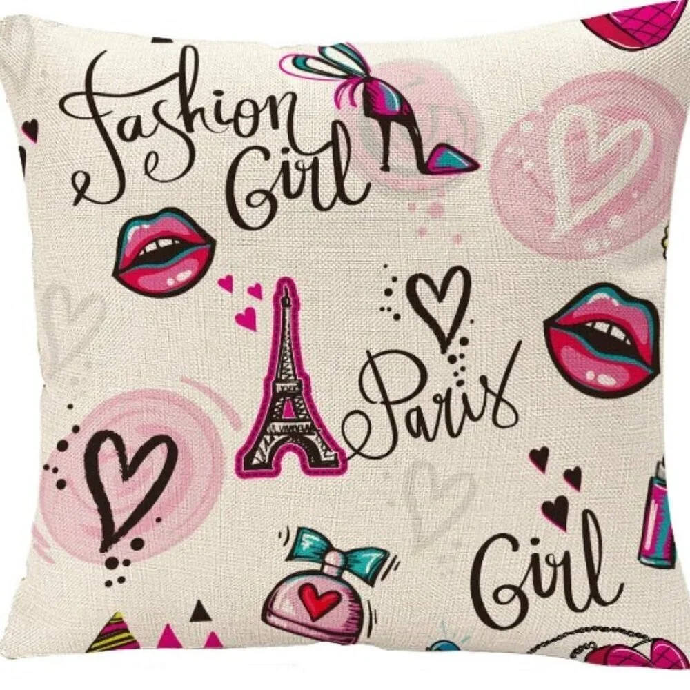 PARIS FASHION GIRL PILLOW CASE